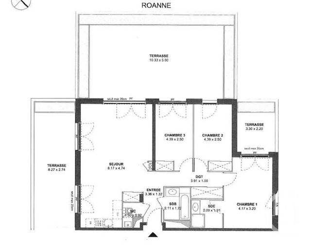 Appartement F4 à vendre - 4 pièces - 88.0 m2 - ROANNE - 42 - RHONE-ALPES - Century 21 Cabinet Pillet