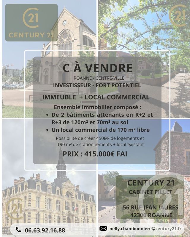 immeuble à vendre - 810.0 m2 - ROANNE - 42 - RHONE-ALPES - Century 21 Cabinet Pillet