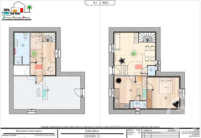 maison à vendre - 3 pièces - 74.0 m2 - POUILLY SOUS CHARLIEU - 42 - RHONE-ALPES - Century 21 Cabinet Pillet
